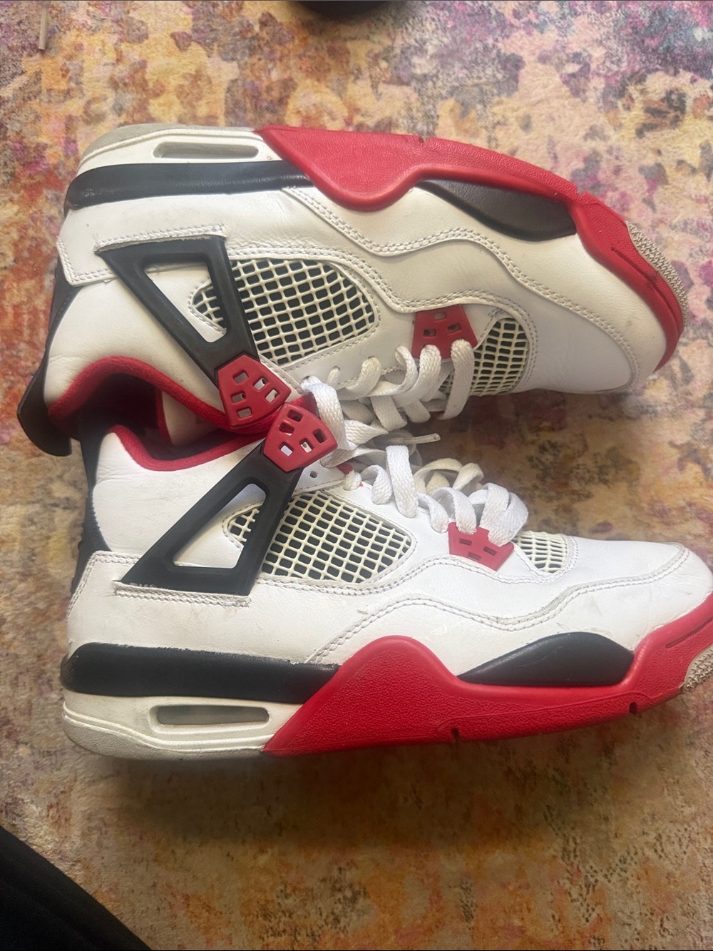 Jordan White Black Red Retro 4s Basketball Sneakers